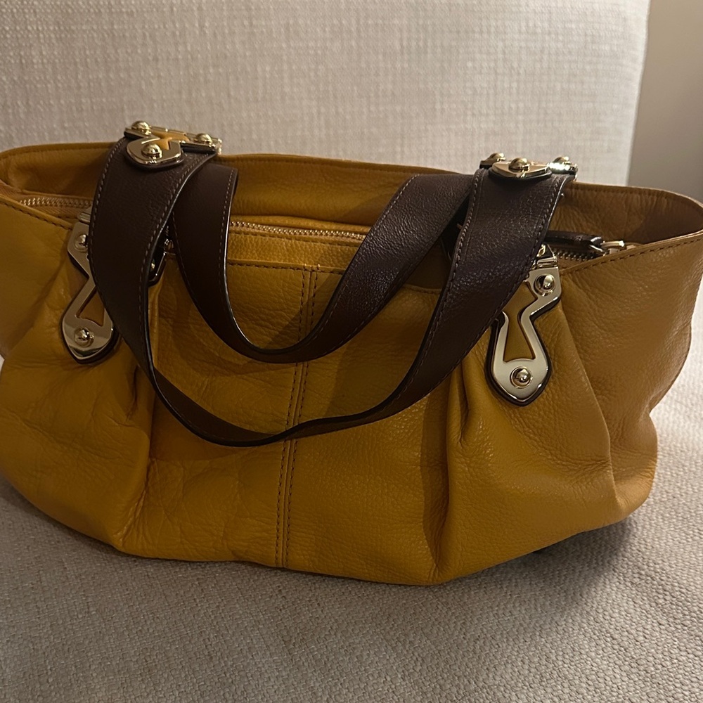 Michael Kors Yellow Shoulder Bag with Brown Straps - Picture 2 of 3